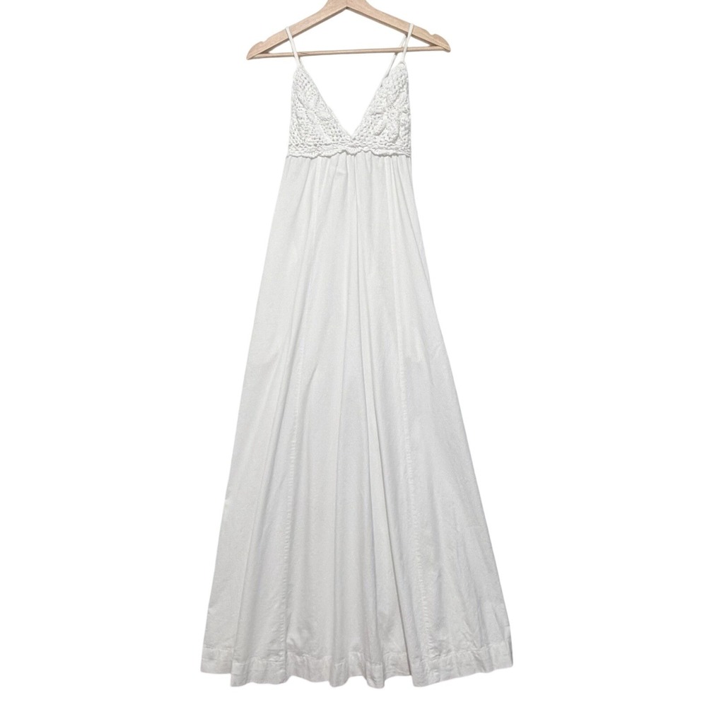 Free People Crochet Top Lovey Maxi Dress White Bride Beach Sz Sm Resort Summer - Picture 4 of 14